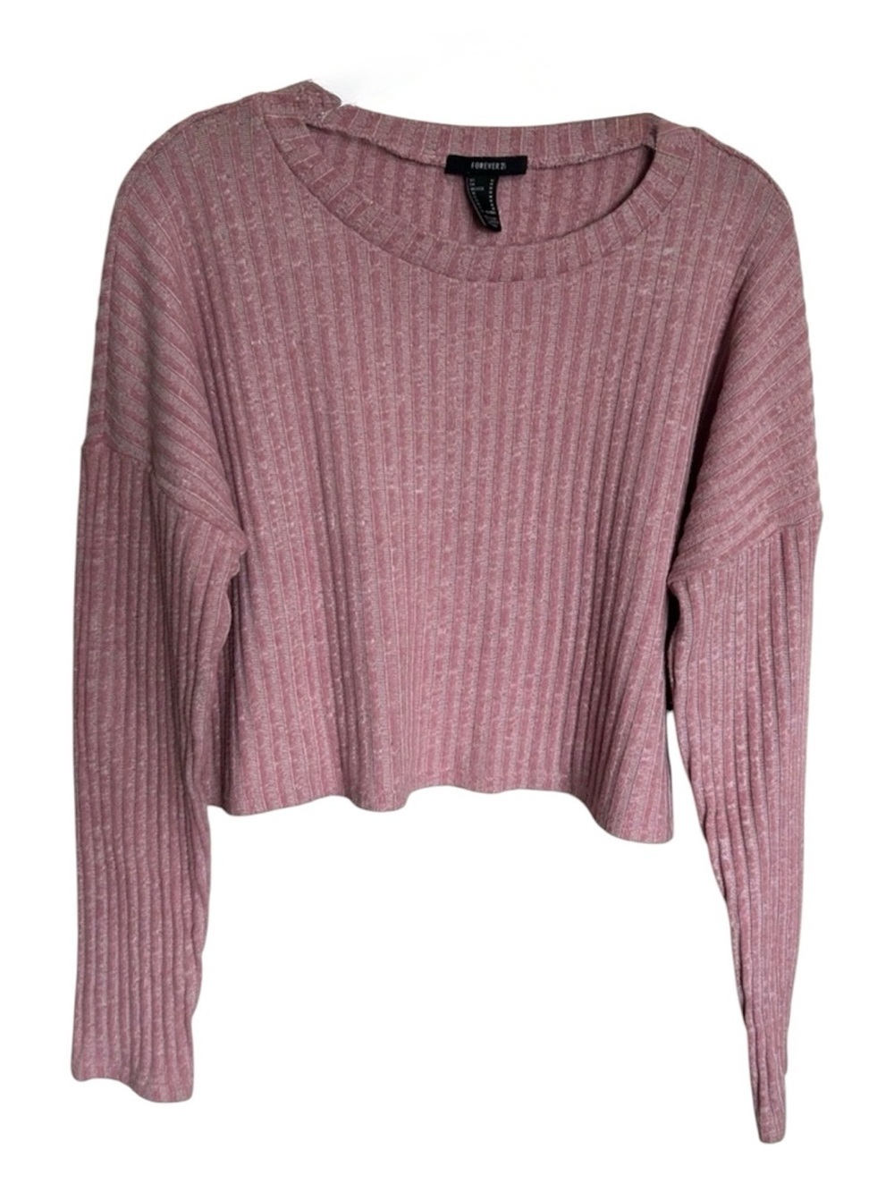 Forever 21 Dusty Rose Pink Ribbed Cropped Sweater Size M